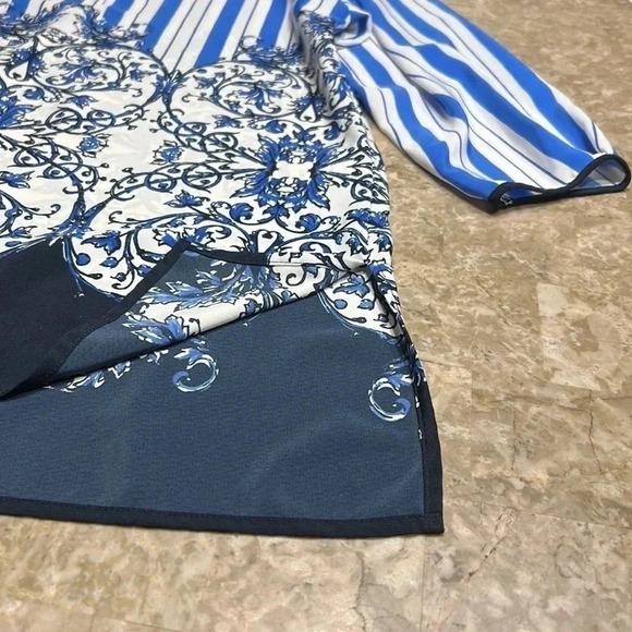 NWOT Adrienne Vittadini woman Small tunic top , stripes , flowers , 3/4 sleeve - Picture 10 of 14